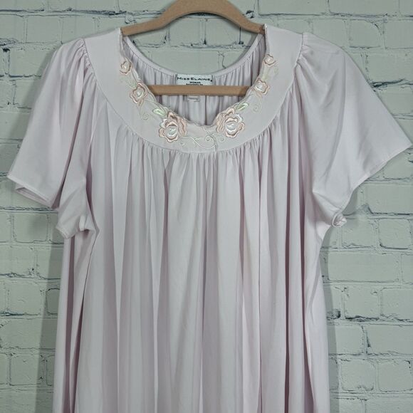 Miss Eileen Nightgown Women Size 1X Pink Mid Length Soft Floral Embroidered - Picture 5 of 13